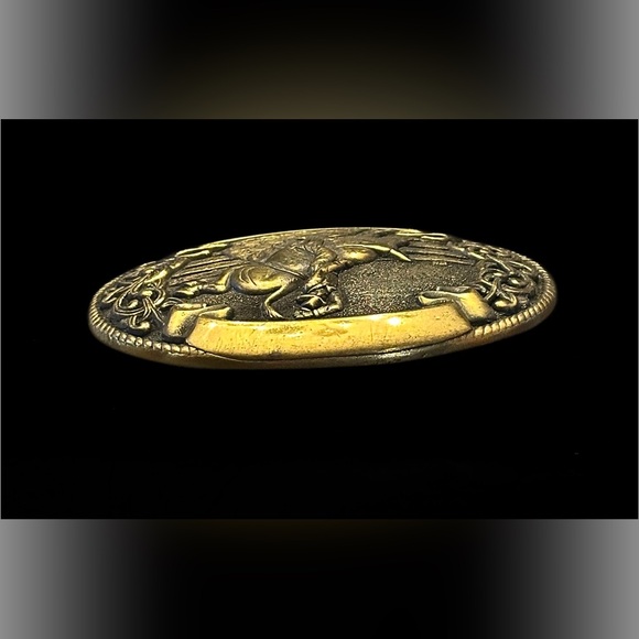 Vintage Chambers Western Belt Buckle Rodeo Cowboy Bull Rider Solid Metal - Picture 12 of 15